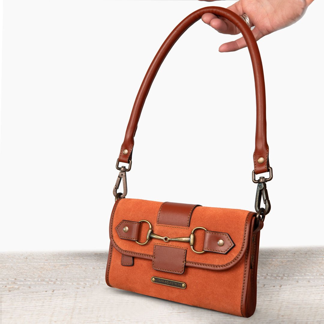 Urban Equestrian  Dalton - Horse Bit Crossbody Luxury Leather Handbag in Cognac on Cognac