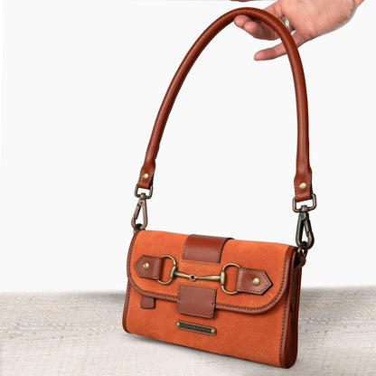 Urban Equestrian  Dalton - Horse Bit Crossbody Luxury Leather Handbag in Cognac on Cognac