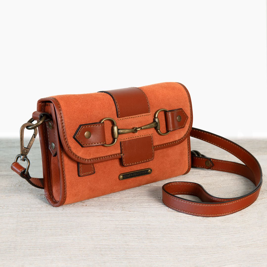 Urban Equestrian  Dalton - Horse Bit Crossbody Luxury Leather Handbag in Cognac on Cognac