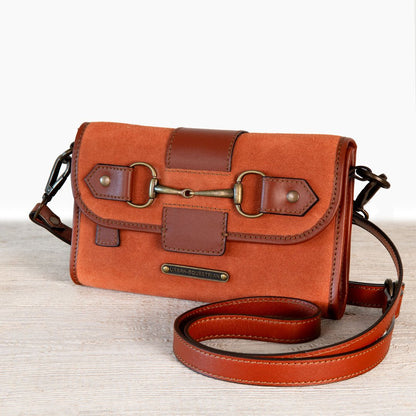 Urban Equestrian  Dalton - Horse Bit Crossbody Luxury Leather Handbag in Cognac on Cognac