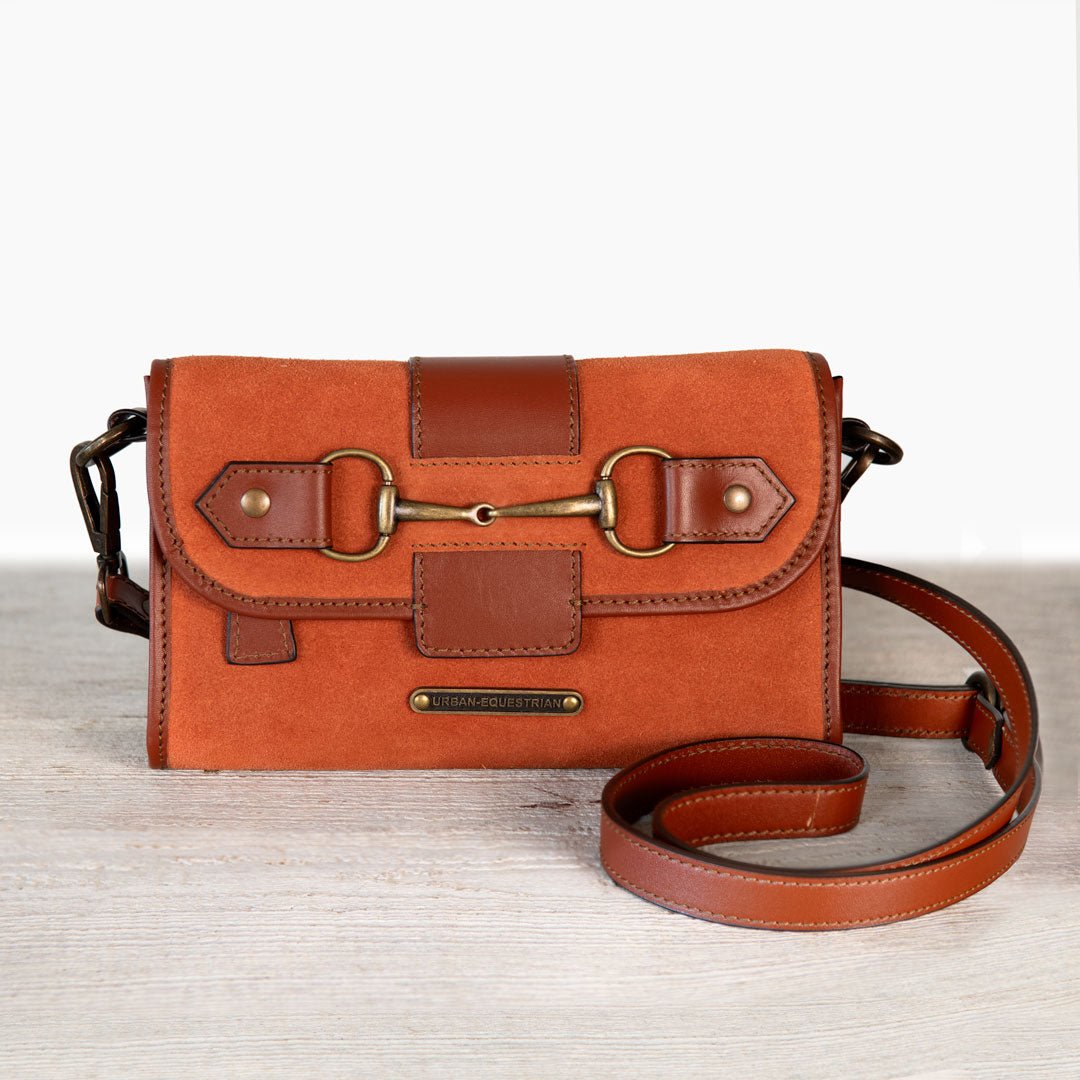 Urban Equestrian  Dalton - Horse Bit Crossbody Luxury Leather Handbag in Cognac on Cognac
