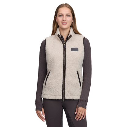 LeMieux Women's Heritage Borg Gilet-Stone-Model View