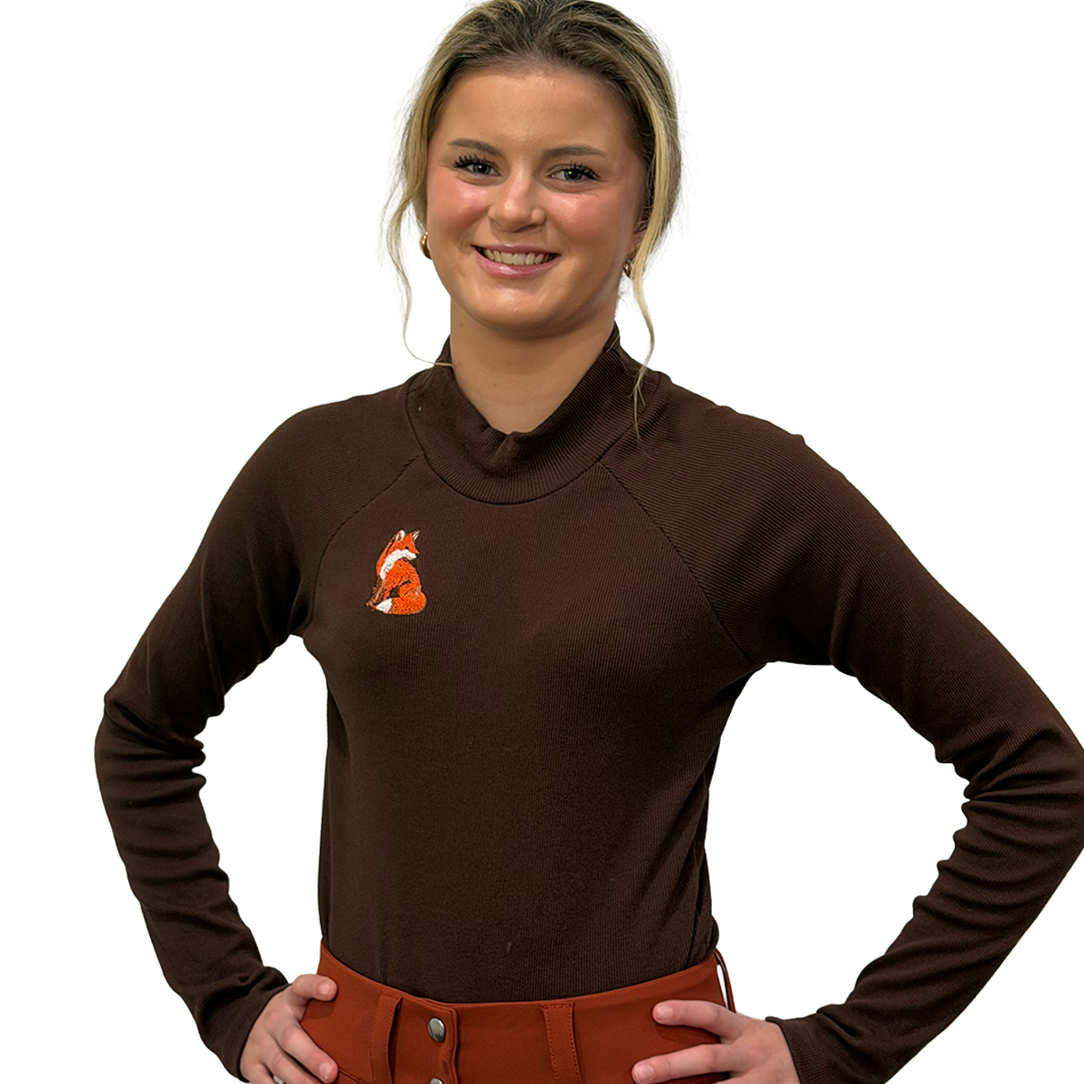 Dapplebay Women's Heirloom Mock Neck-dark bay-front view