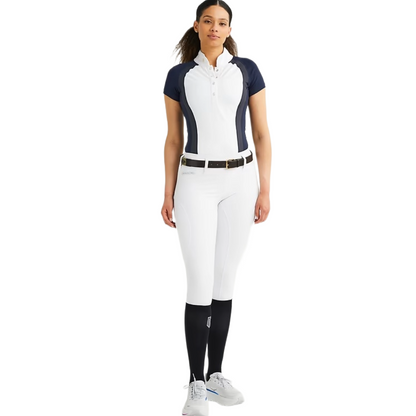 Maya Delorez Women's Competition Top-White/Dark Blue-Front View