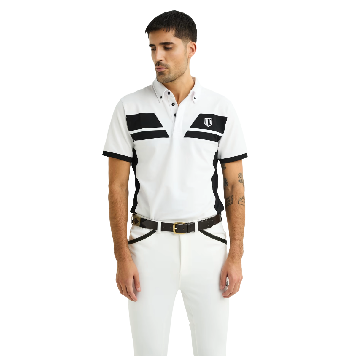 Maya Delorez Men's Tech Polo-White-Front View