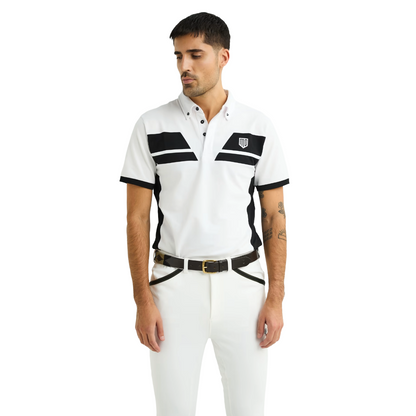 Maya Delorez Men's Tech Polo-White-Front View