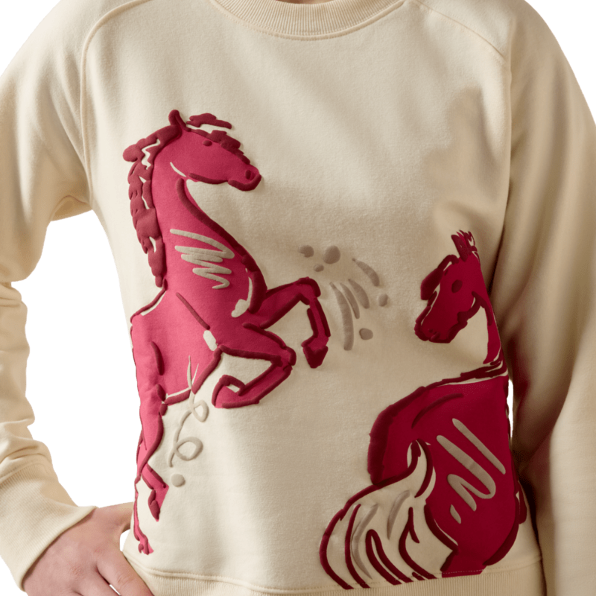 Ariat Youth Martine Sweatshirt model view in antique white