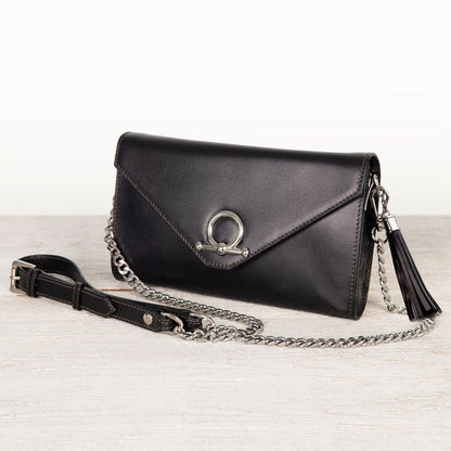 Urban Equestrian  Del Mar - Horse Bit Crossbody Luxury Leather Handbag in Black