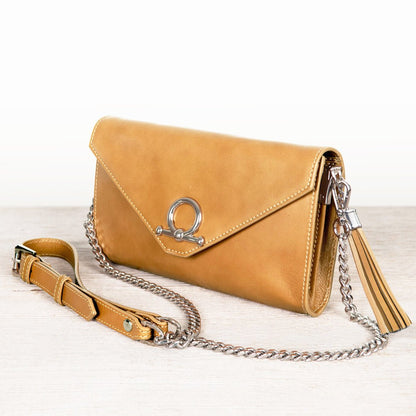 Urban Equestrian  Del Mar - Horse Bit Crossbody Luxury Leather Handbag in Caramel