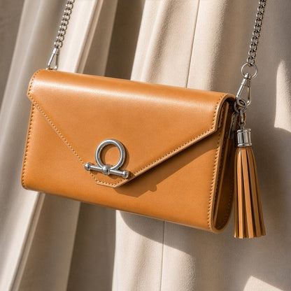 Urban Equestrian  Del Mar - Horse Bit Crossbody Luxury Leather Handbag in Caramel