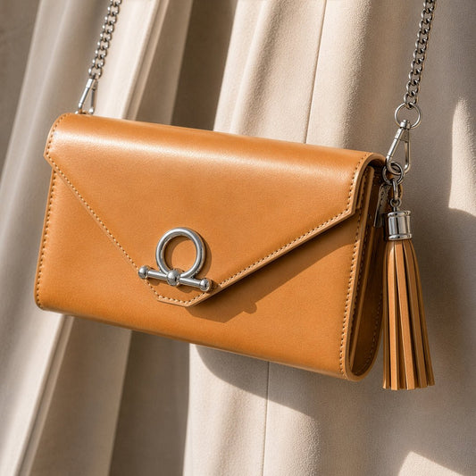 Urban Equestrian  Del Mar - Horse Bit Crossbody Luxury Leather Handbag in Caramel