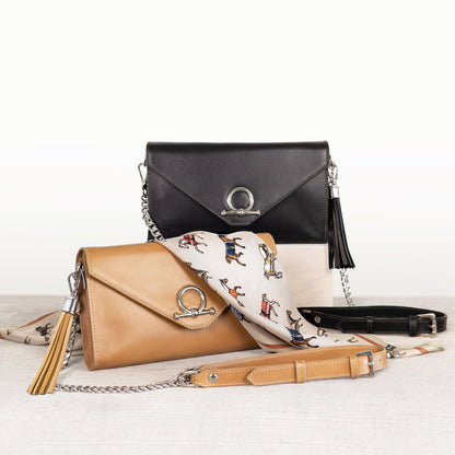 Urban Equestrian  Del Mar - Horse Bit Crossbody Luxury Leather Handbag in Caramel