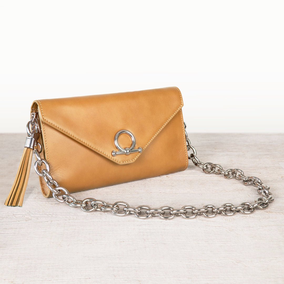 Urban Equestrian  Del Mar - Horse Bit Crossbody Luxury Leather Handbag in Caramel