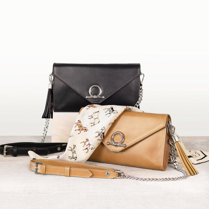 Urban Equestrian  Del Mar - Horse Bit Crossbody Luxury Leather Handbag in Caramel