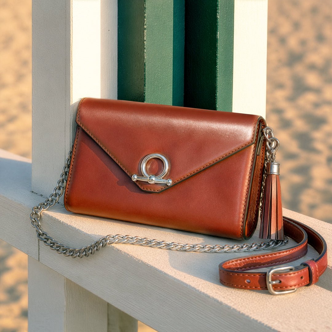 Urban Equestrian  Del Mar - Horse Bit Crossbody Luxury Leather Handbag in Cognac