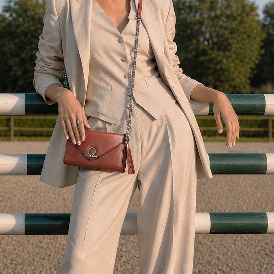 Urban Equestrian  Del Mar - Horse Bit Crossbody Luxury Leather Handbag in Cognac