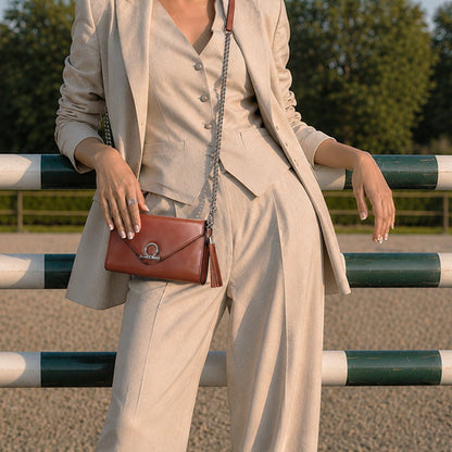Urban Equestrian  Del Mar - Horse Bit Crossbody Luxury Leather Handbag in Cognac