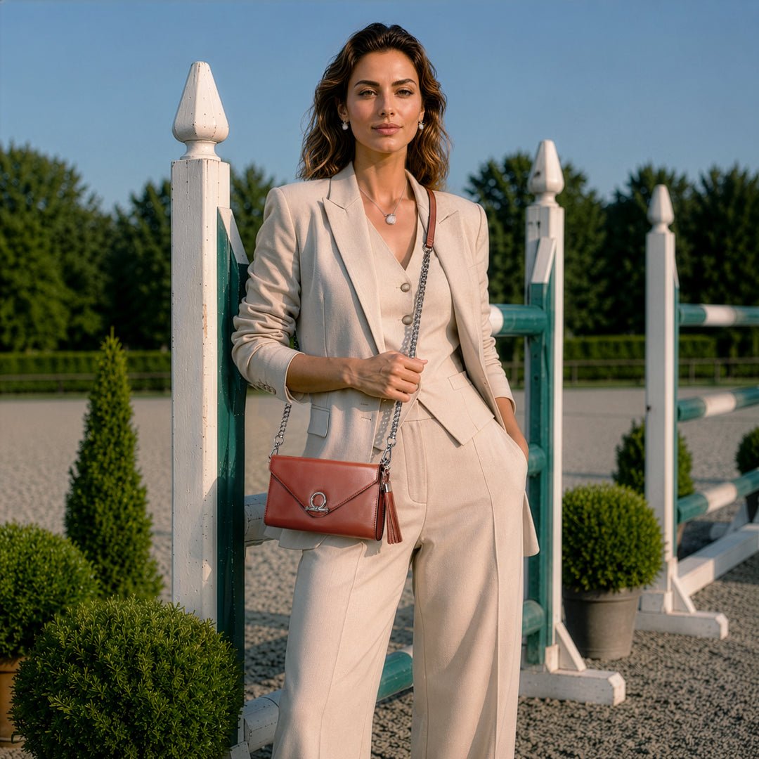 Urban Equestrian  Del Mar - Horse Bit Crossbody Luxury Leather Handbag in Cognac