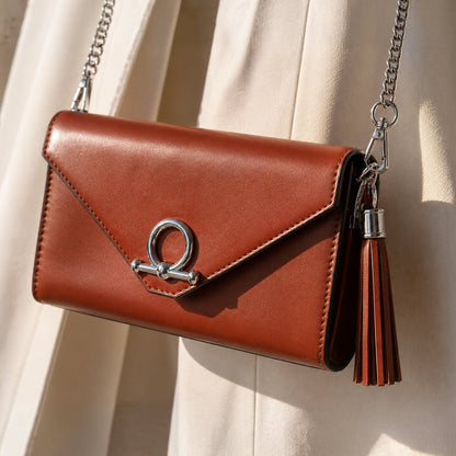 Urban Equestrian  Del Mar - Horse Bit Crossbody Luxury Leather Handbag in Cognac