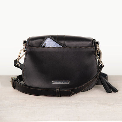 Urban Equestrian  Del Rey - Equestrian Horse Bit Crossbody Luxury Leather Handbag in Black