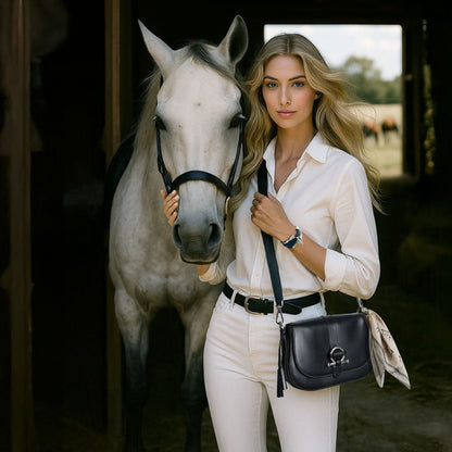 Urban Equestrian  Del Rey - Equestrian Horse Bit Crossbody Luxury Leather Handbag in Caramel