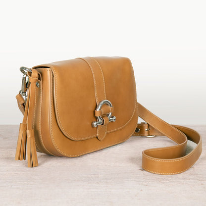 Urban Equestrian  Del Rey - Equestrian Horse Bit Crossbody Luxury Leather Handbag in Caramel