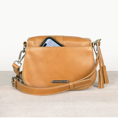 Urban Equestrian  Del Rey - Equestrian Horse Bit Crossbody Luxury Leather Handbag in Caramel