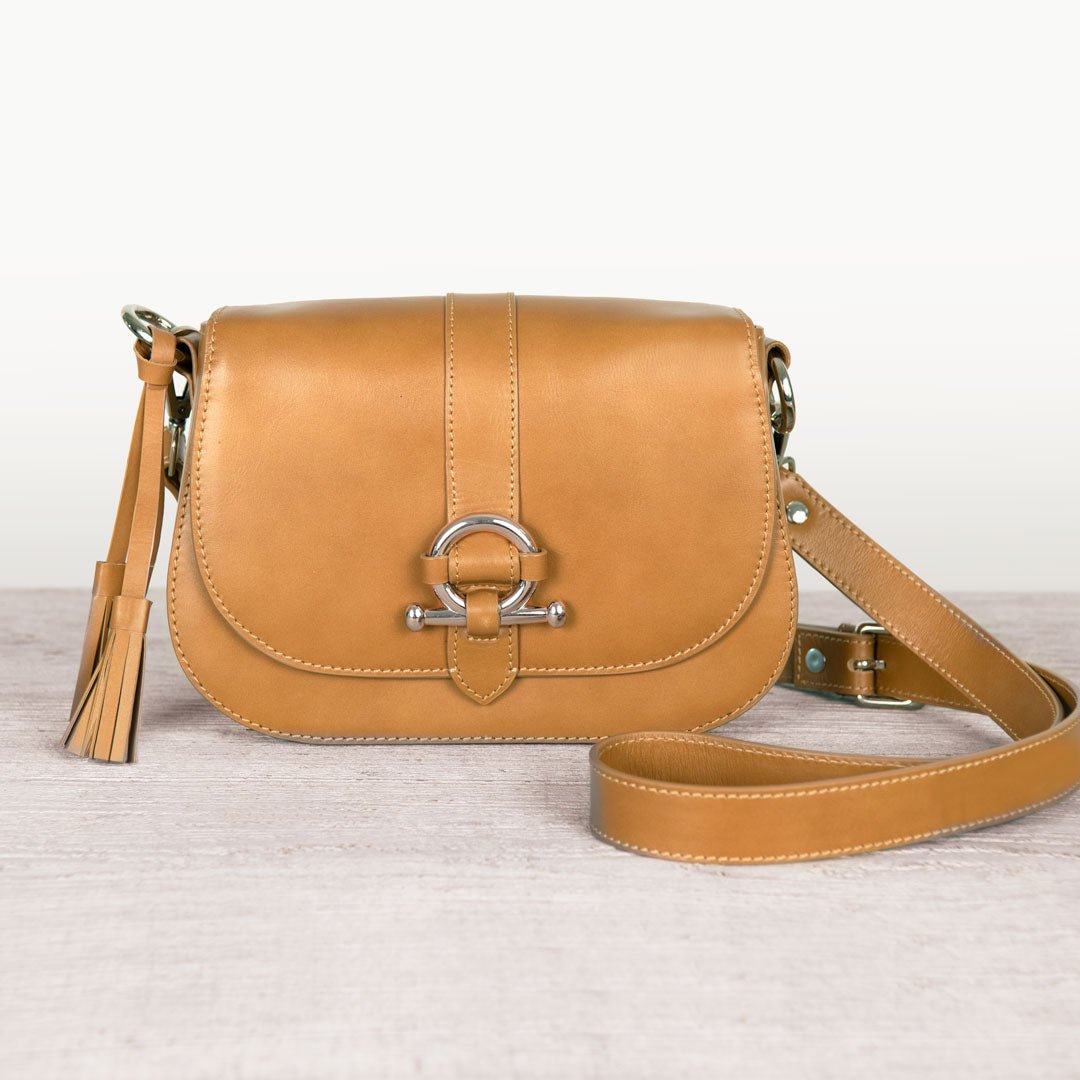 Urban Equestrian  Del Rey - Equestrian Horse Bit Crossbody Luxury Leather Handbag in Caramel