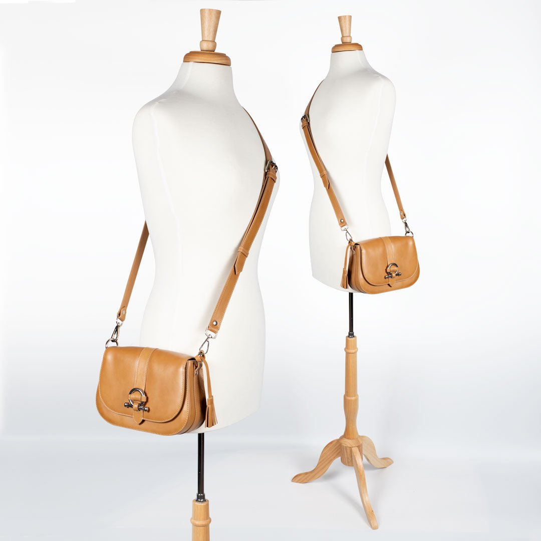 Urban Equestrian  Del Rey - Equestrian Horse Bit Crossbody Luxury Leather Handbag in Caramel