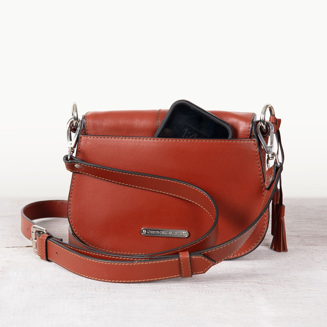 Urban Equestrian  Del Rey - Equestrian Horse Bit Crossbody Luxury Leather Handbag in Cognac