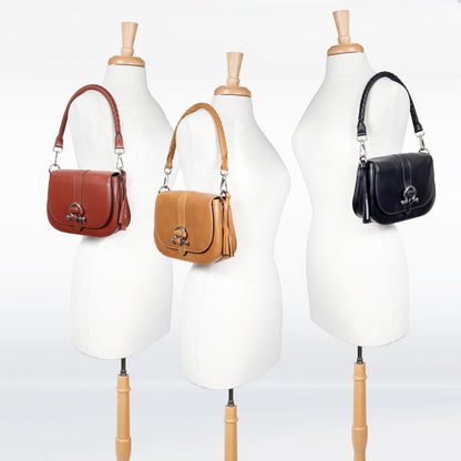 Urban Equestrian  Del Rey - Equestrian Horse Bit Crossbody Luxury Leather Handbag in Black