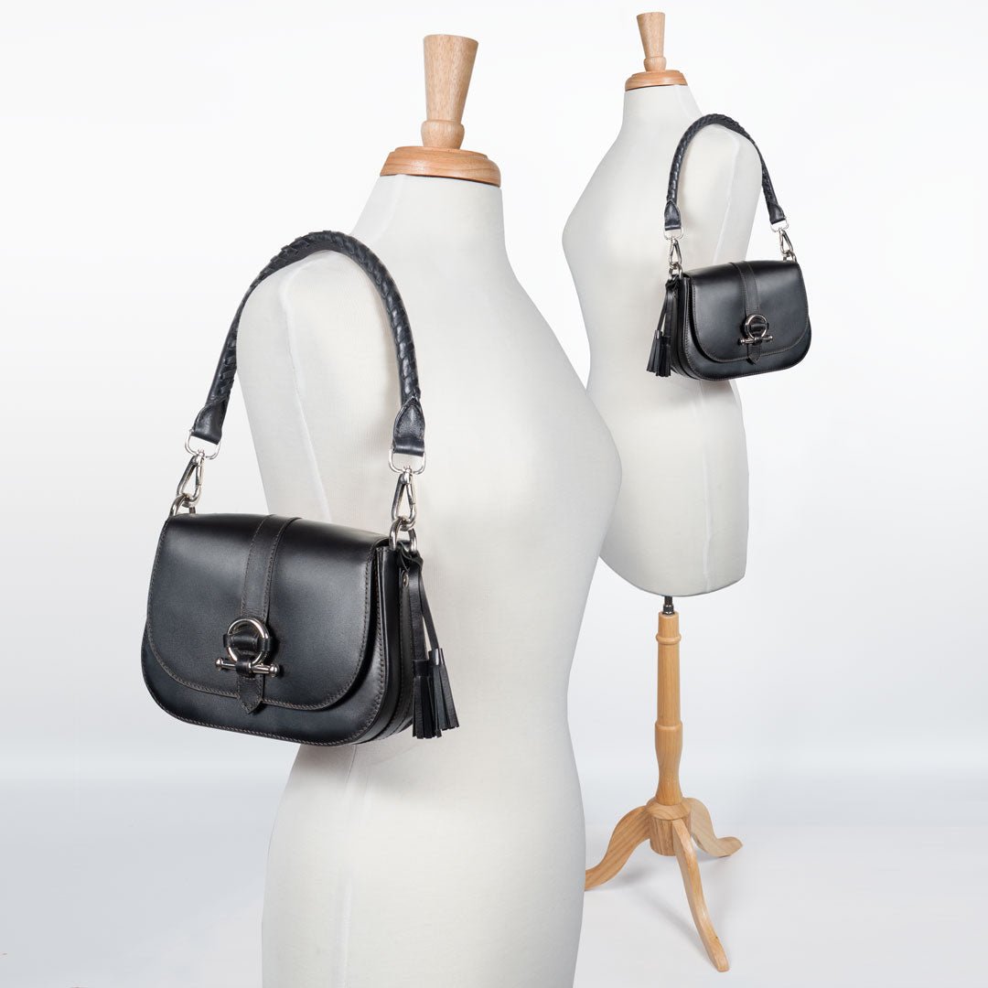 Urban Equestrian  Del Rey - Equestrian Horse Bit Crossbody Luxury Leather Handbag in Black