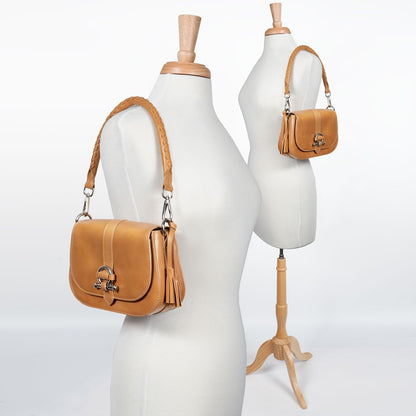 Urban Equestrian  Del Rey - Equestrian Horse Bit Crossbody Luxury Leather Handbag in Caramel
