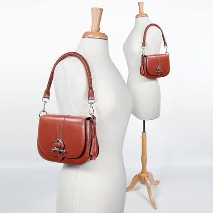Urban Equestrian  Del Rey - Equestrian Horse Bit Crossbody Luxury Leather Handbag in Cognac