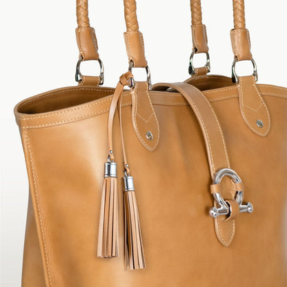 Urban Equestrian  Del Rey -Horse Bit Tote Luxury Leather Handbag in Caramel