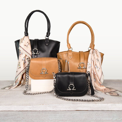 Urban Equestrian  Del Rey -Horse Bit Tote Luxury Leather Handbag in Caramel