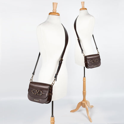 Urban Equestrian  Delaney - Equestrian Stirrup Crossbody Luxury Leather Handbag in Deep Brown