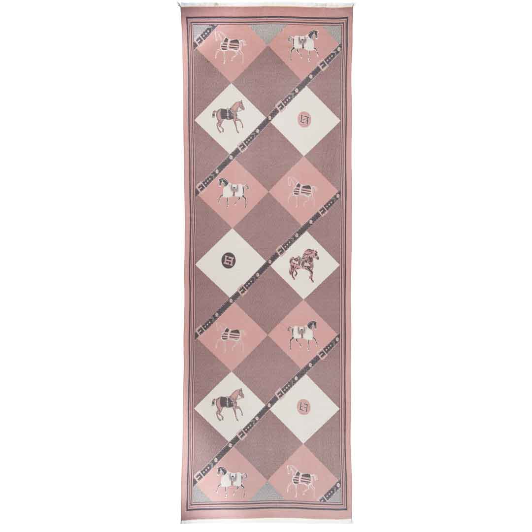 Urban Equestrian  Della -  Blush Pink Equestrian Motif Luxe Shawl
