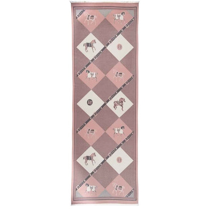 Urban Equestrian  Della -  Blush Pink Equestrian Motif Luxe Shawl