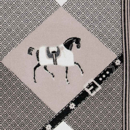 Urban Equestrian  Della -  Taupe Equestrian Motif Luxe Shawl