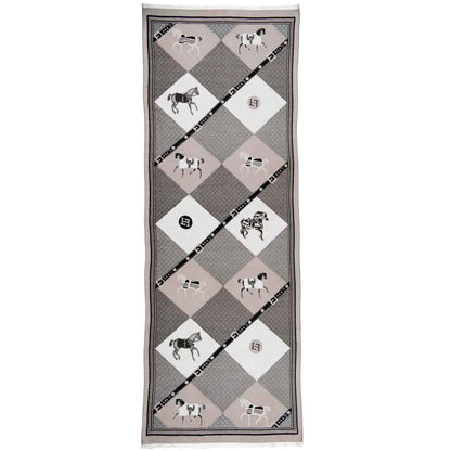 Urban Equestrian  Della -  Taupe Equestrian Motif Luxe Shawl