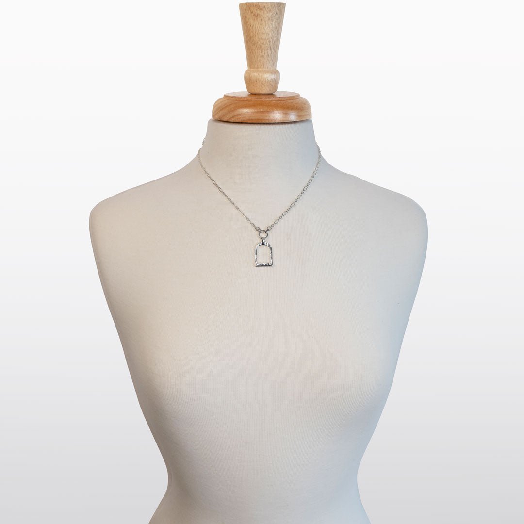 Urban Equestrian  Denby- Equestrian Riding Stirrup Necklace in Silver