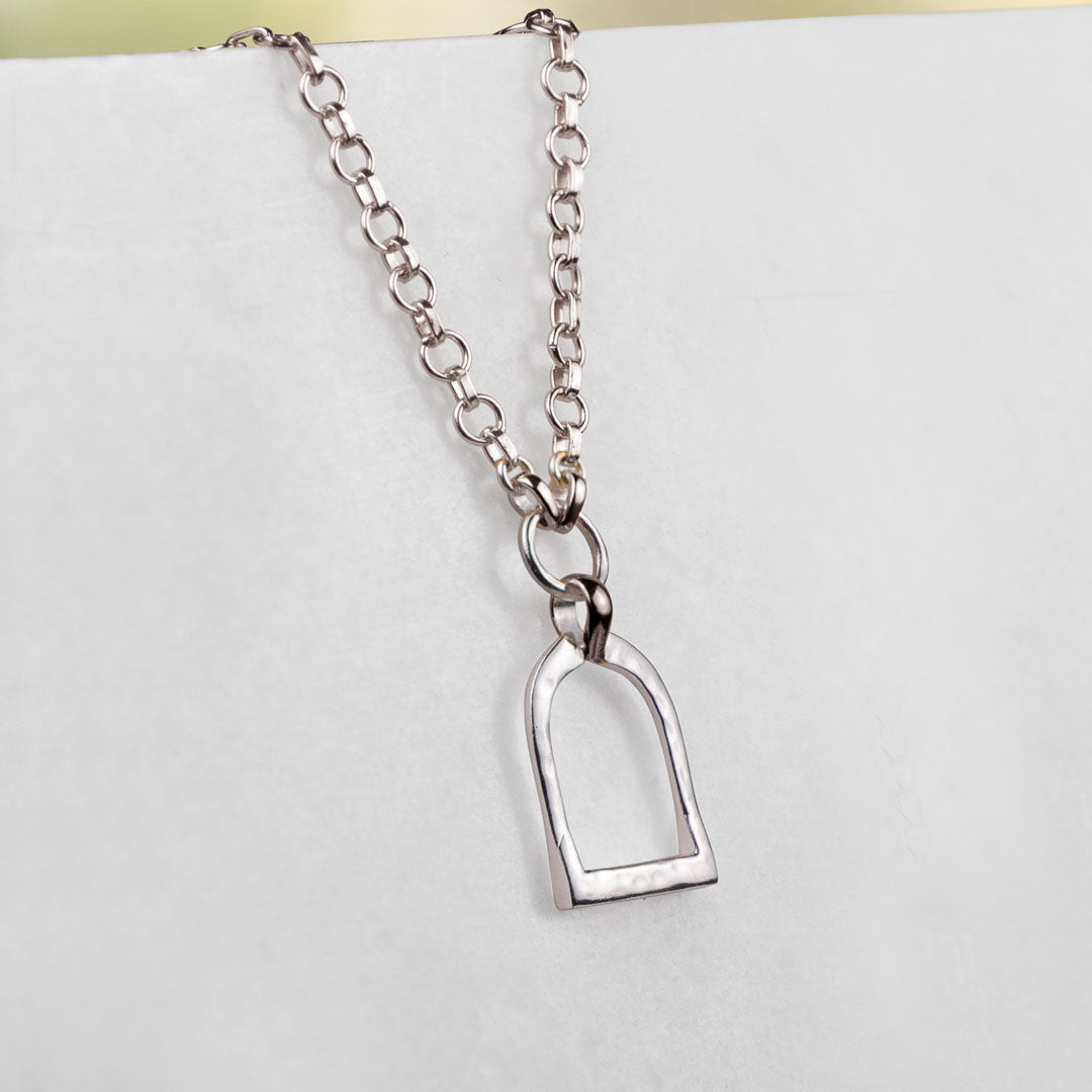 Urban Equestrian  Denby- Equestrian Riding Stirrup Necklace in Silver