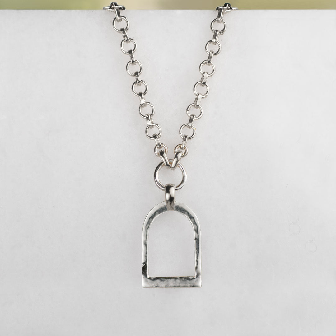 Urban Equestrian  Denby- Equestrian Riding Stirrup Necklace in Silver
