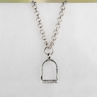 Urban Equestrian  Denby- Equestrian Riding Stirrup Necklace in Silver