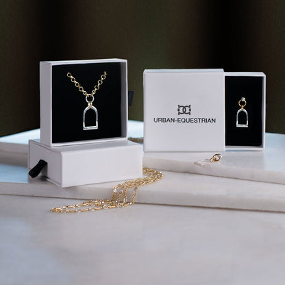 Urban Equestrian  Denby - Two Tone Equestrian Riding Stirrup Necklace