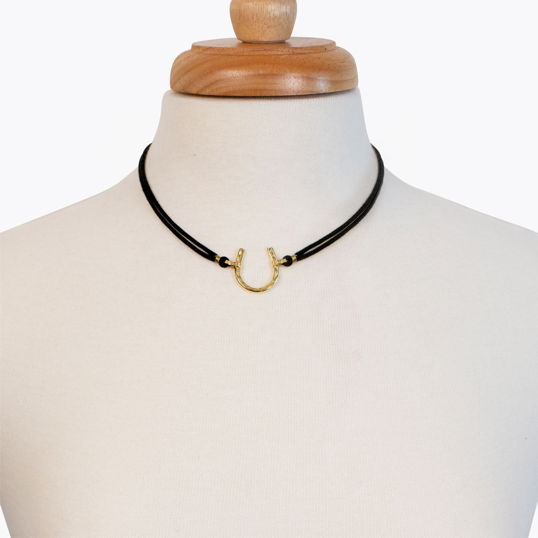 Urban Equestrian  Devlin - Horseshoe Necklace w/ Double Cord in Gold