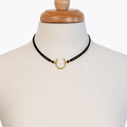 Urban Equestrian  Devlin - Horseshoe Necklace w/ Double Cord in Gold