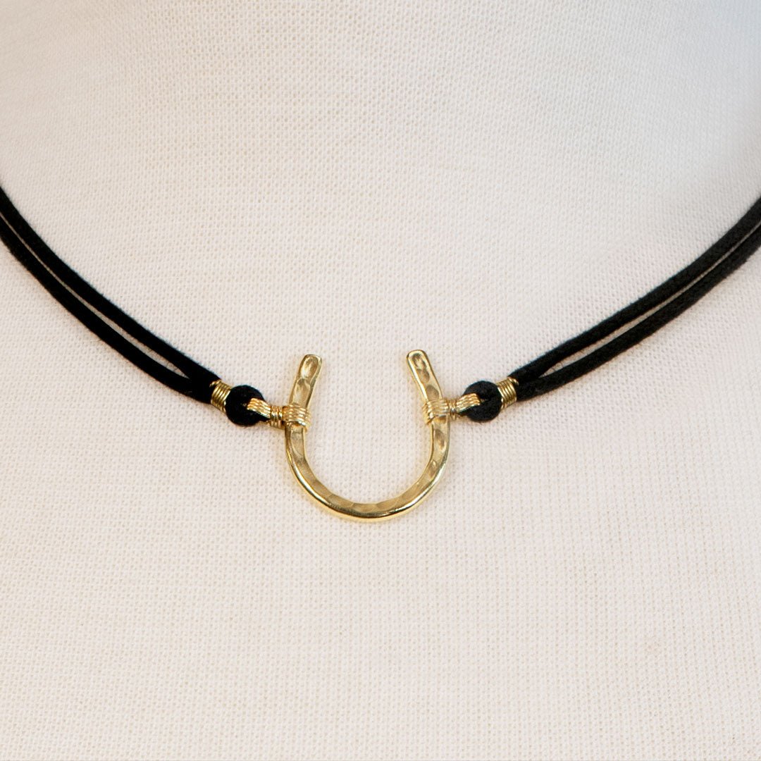 Urban Equestrian  Devlin - Horseshoe Necklace w/ Double Cord in Gold