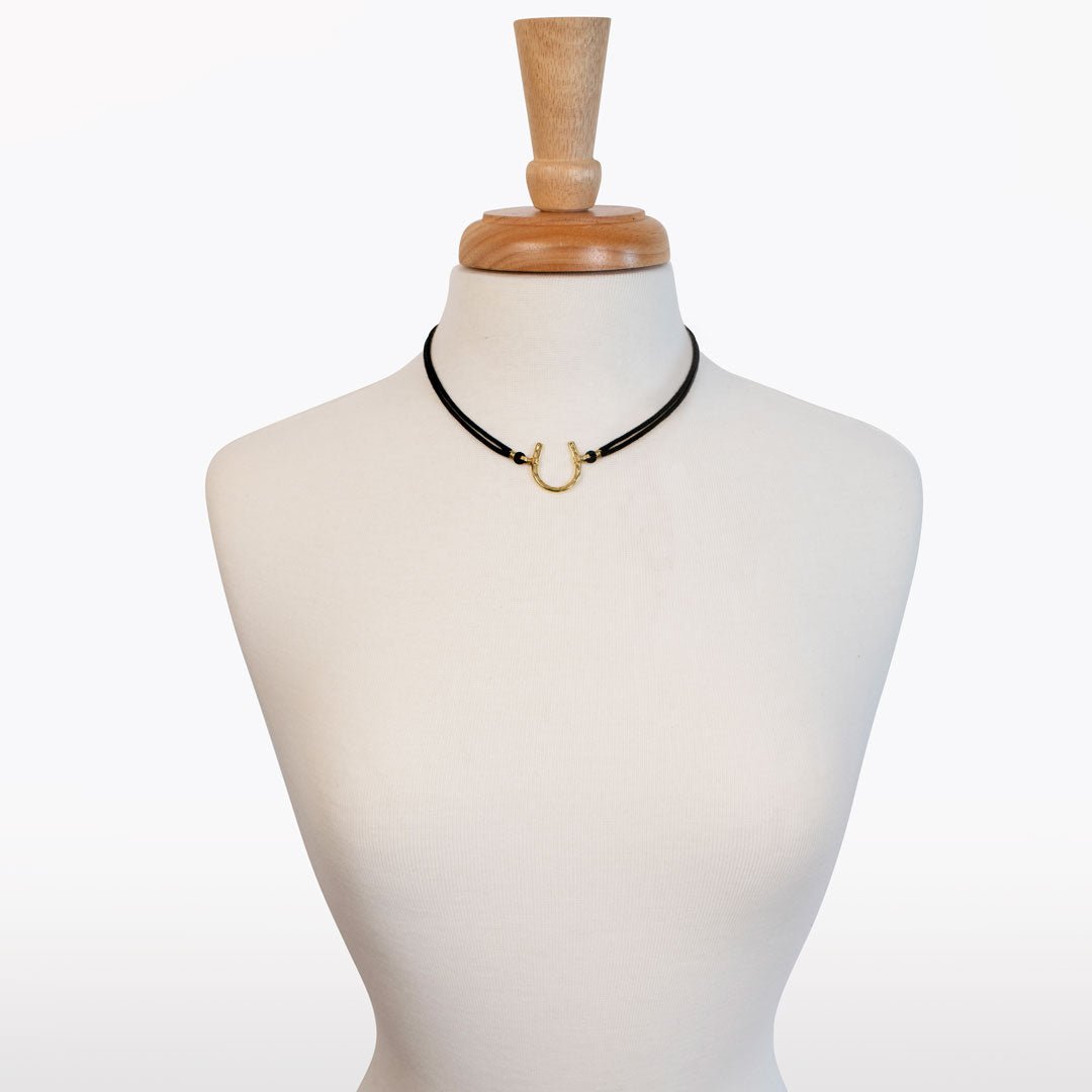 Urban Equestrian  Devlin - Horseshoe Necklace w/ Double Cord in Gold